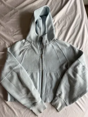 light blue lululemon full zip cropped scuba thumbnail 1