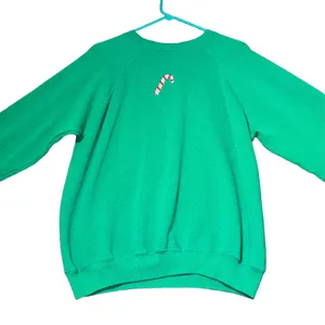 Hanes Vintage 90s‎ Christmas Sweatshirt Womens Large Green Crew Neck Motif Retro thumbnail 2