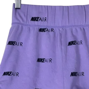 Nike Air Logo Print Jersey Shorts Purple Athletic High Waisted Size S thumbnail 3