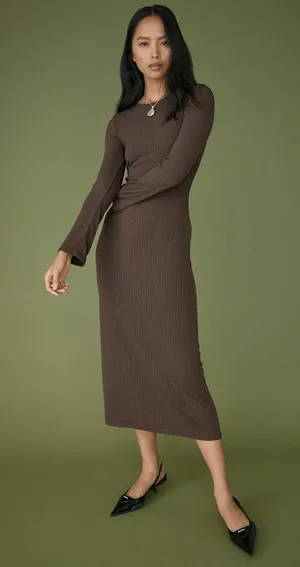 Reformation Benedict midi Dress brown size small thumbnail 1