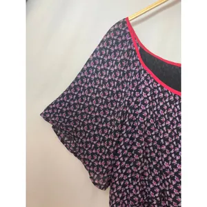 Free People Purple Pink Floral Asymmetrical Cold Shoulder Tie Mini Dress Large thumbnail 4