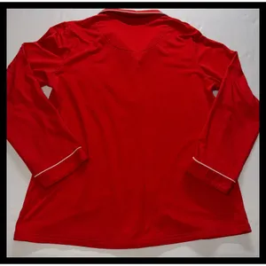Unbranded Pajama Set Womens‎ Medium Red Long Sleeve Button Up Piping Sleepwear thumbnail 9