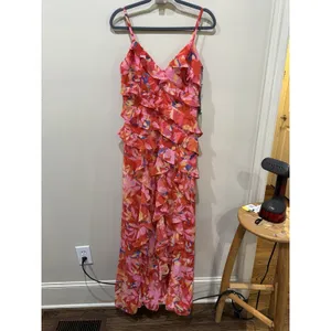 Eliza‎ J Floral Ruffle Fil Coupé Maxi Dress Size 5 Floral Sundress Slip dress thumbnail 6