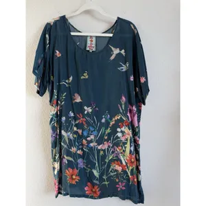 Johnny Was Summy Short Sleeve‎ Tunic Top Women's Large Floral Birds Butterflies thumbnail 6