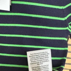Free Assembly Green And‎ Navy Stripe Turtle Neck Top Size Medium thumbnail 6