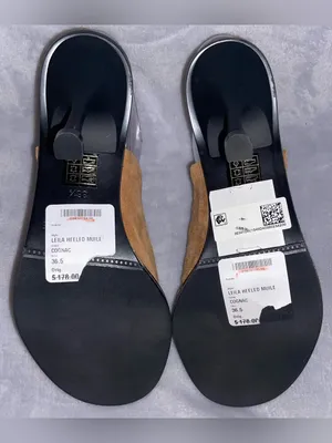 Free People NWT Women Size 36.5 / 6.5 Cognac Brown Suede Leila Heeled Mule Heels thumbnail 6