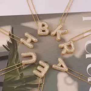 Bubble Balloon Letter K Zircon Initial Necklace Gold thumbnail 4