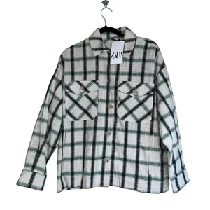 NWT Zara Plaid Overshirt Jacket Green Cream Relax Fit Bloggers Fav S thumbnail 10