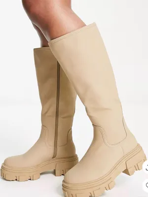 ASOS Design Tan Lug Sole Chunky Boots Size 7 Wide US thumbnail 1