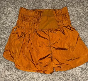 Free People Rust Orange Smocked Waist Athletic Shorts thumbnail 1