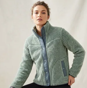 L.L. Bean Women’s Long Sleeve Sherpa Fleece Teddy Mock Snap Front Jacket Size S thumbnail 1