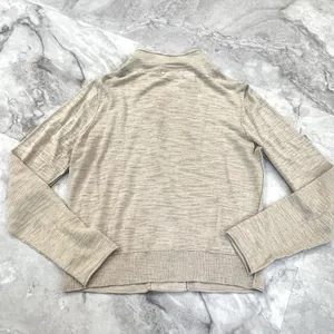 Eddie Bauer Oatmeal Cardigan Sweater Beige Size Large L Button Front‎ High Neck thumbnail 2