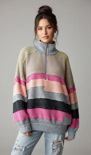 Oli & Hali colorblock thermal knit Sage combo Size Large thumbnail 1