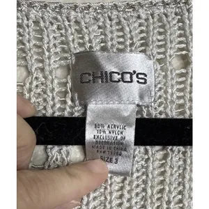 Chicos 3 US XL Silver Grey Open Front Sweater Knit Cardigan Career Travel Preppy thumbnail 6