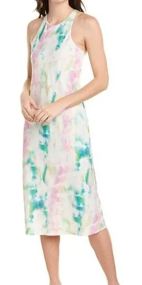 NWT Amanda Uprichard Multicolor Tie‎ Dye High Neck Racerback Midi Dress Small thumbnail 1