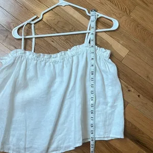 Aritzia Wilfred Vermeer Linen Babydoll Camisole White Ruffle Tank Top L thumbnail 11