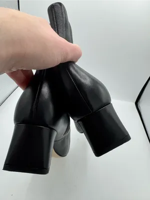 Vince Black Leather Hailey Ankle Bootie Boot square toe minimalist modern size 8 thumbnail 3