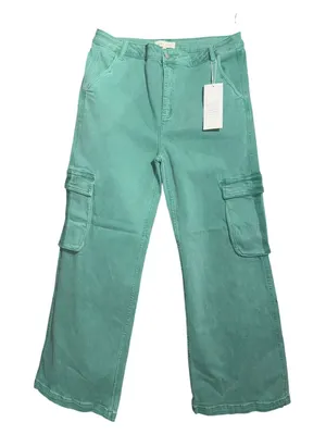 Risen Jeans Jade Green Cargo Pants Wide Leg High Rise NWT 2XL RDP5502X thumbnail 1