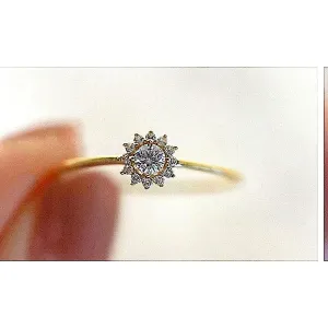 14k Gold Filled Micro Simulated Diamond Sunflower Ring‎ Size 7 thumbnail 3