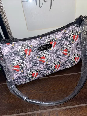 NWT!! Ed Hardy “Love Kills Slowly” Pink Tattoo-Print Crossbody Shoulder Bag thumbnail 2