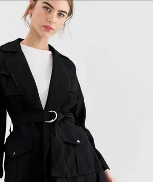 New Look belted shacket in black (New without tag) thumbnail 2