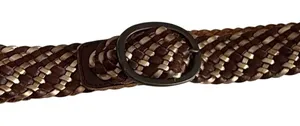 American Eagle Women Leather Belt S/M Brown Metallic Braided Boho Buckle Indie thumbnail 1