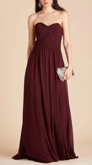 Birdy Grey Burgundy convertible Chiffon maxi grace Dress, size L thumbnail 1