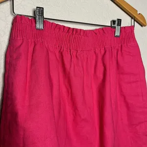 J. Crew Pink Linen Scallop Sidewalk Mini Skirt Preppy Coastal Vacation Barbie thumbnail 3