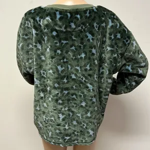 Aerie Cropped Fleece Chunky Long Sleeve Top green spotted camo look size M thumbnail 7