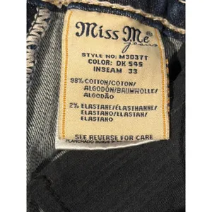 Miss Me Straight Leg Low Rise Dark Wash Embroidered Sequin Jeans 28x33 Y2K BKE thumbnail 4
