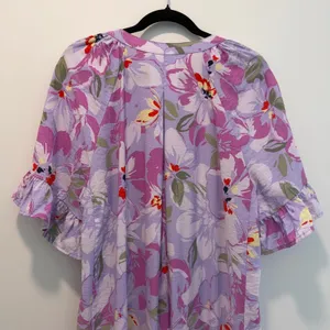 Terra & Sky Women's Plus 0X 14W Purple Floral Ruffle Sleeve Maxi Dress Tiered thumbnail 11