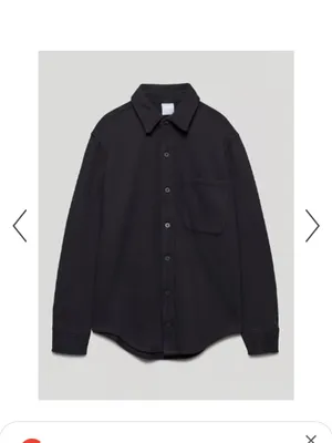 Aritzia Tna Cozy Fleece Boyfriend Shirt Jacket Black Medium NWT $88 thumbnail 2