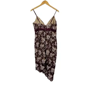 Bardot Dalia Asymmetrical Lace Midi Dress - Burgundy Floral - US 6/Small thumbnail 8