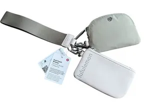 Lululemon Dual Pouch Wristlet Raw‎ Linen White Opal First Edition NWT thumbnail 1