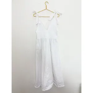 Zara White Poplin Tie Strap Midi Dress Large Milkmaid Corset Drop Waist 0881/334 thumbnail 15