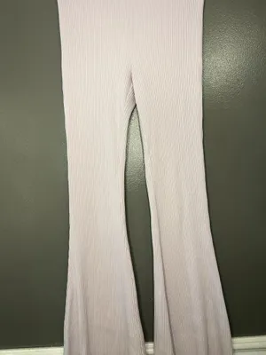 Aerie Pants Womens Small Purple Ribbed Knit Flare Leg Stretch Lounge Sweatpants thumbnail 3