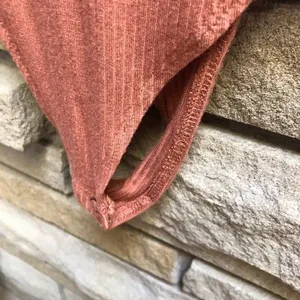 American Eagle Soft & Sexy Ribbed Short Sleeve Thong Bodysuit Rust large thumbnail 4