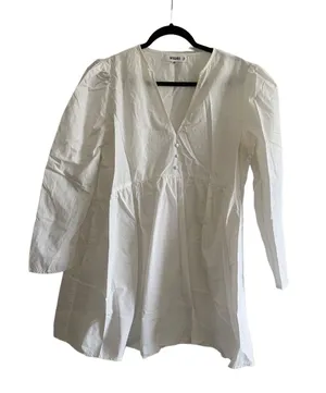 poplin v neck button smock dress size 12 thumbnail 2