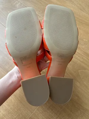 Nine West Women’s Kaelyn Square Toe Slip On Heel Sandals, Dark Orange, Size 8.5 thumbnail 7