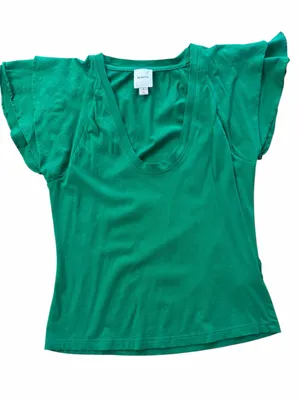 Maeve Green Flutter Sleeve Scoop Neck Top thumbnail 1