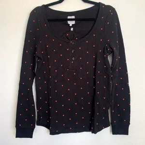 NWT‎ Revolve Plush Thermal Heart Pajama Scrunchie Set in Black Red thumbnail 3