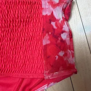 Stradivarius Red Floral Mesh Corset Top Bralette Size Small thumbnail 5