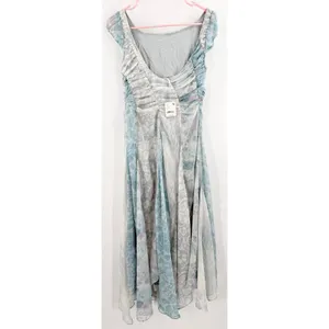 FREE PEOPLE Dress Size 2 Heart to Heart Midi Fairy Ocean Blue Ruched Flowy NWT thumbnail 5