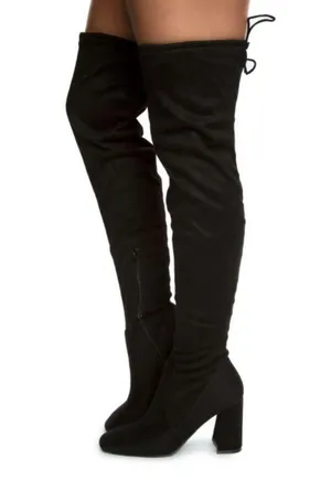 Bamboo Over the Knee Chunky High Heel Boots 2 inch high article 03 suade like thumbnail 4