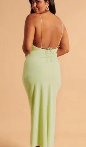 Abercrombie Neon Green Tie Up Maxi Dress NWT thumbnail 9