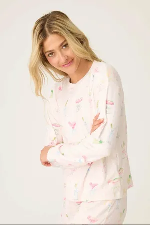 NEW P.J. Salvage Pretty Punch cocktail Pajama Set Baby Pink Stripe Size M thumbnail 3