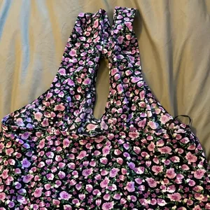 ZARA Floral Print Twist Halter Top Black Pink Cutout Back size small thumbnail 8