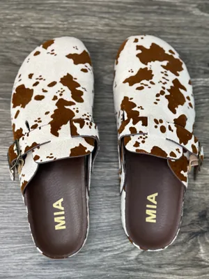 MIA Gipsy Cow Print Buckle Clog Mules Size 7.5 thumbnail 5
