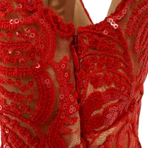 NWT Free People Night Shimmers Mini Dress Red Lace Sequin V Neck Size 10 Glam thumbnail 11