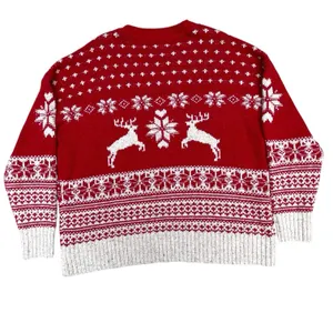 Fat Face UK Wool Blend Fair Isle Red Cream Reindeer Ski Resort Sweater Size 18 thumbnail 4